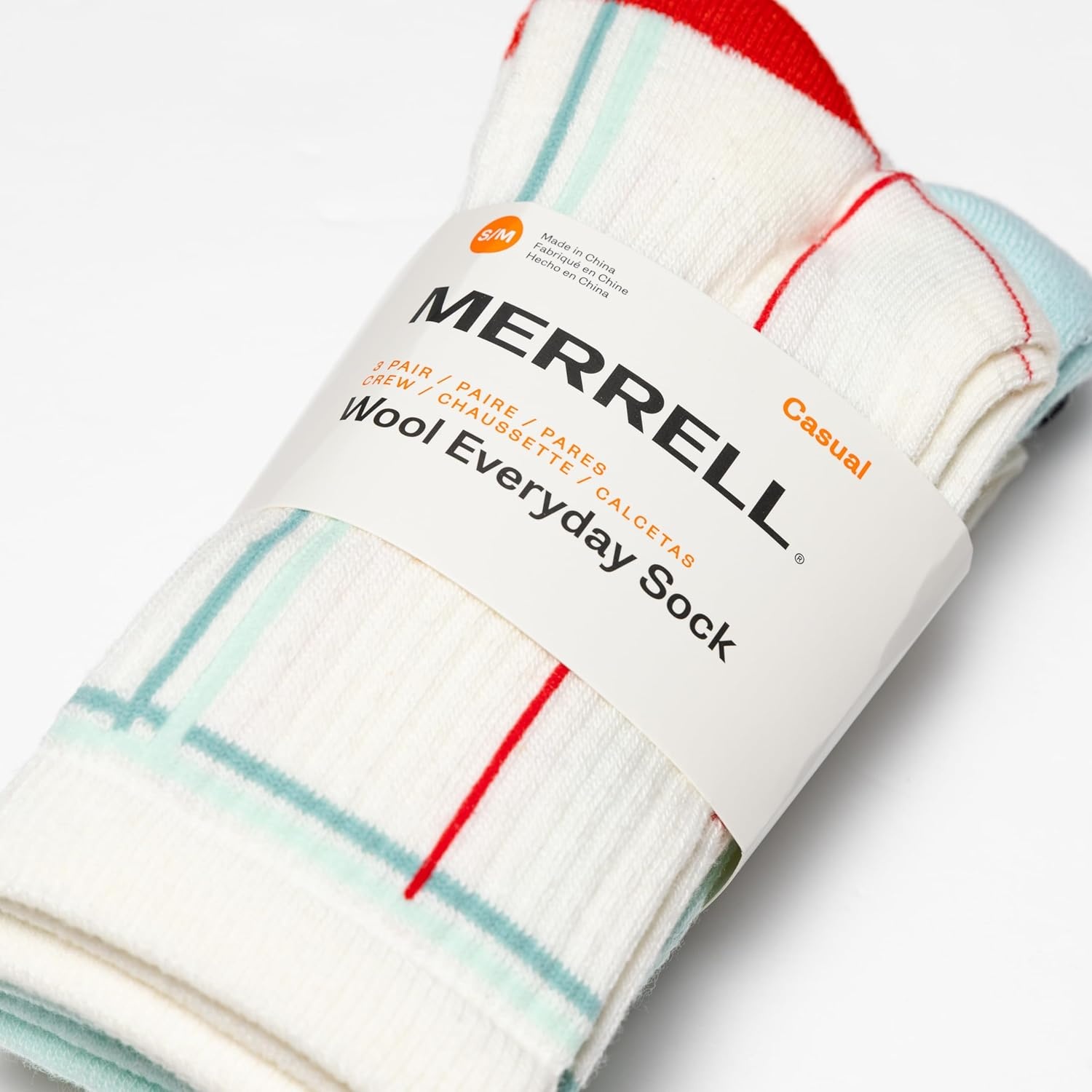 image:imageMerrell Unisex Adult Wool Hiking Crew Socks 3PackWhite Assorted 3 Pairs