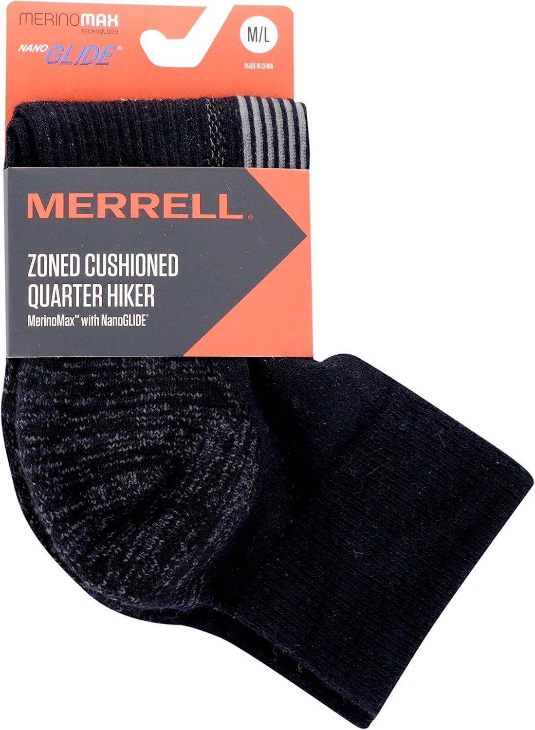 image:imageMerrell Unisex Mens and Womens Zoned Cushioned Wool Hiking Ankle Socks Breathable Arch SupportBlack