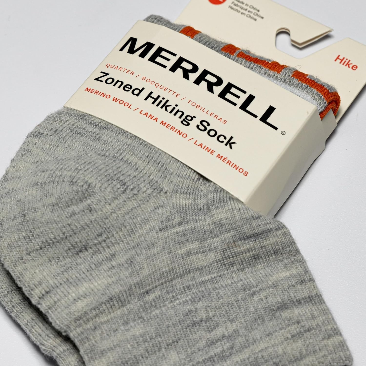 image:imageMerrell Unisex Mens and Womens Zoned Cushioned Wool Hiking Ankle Socks Breathable Arch SupportGray
