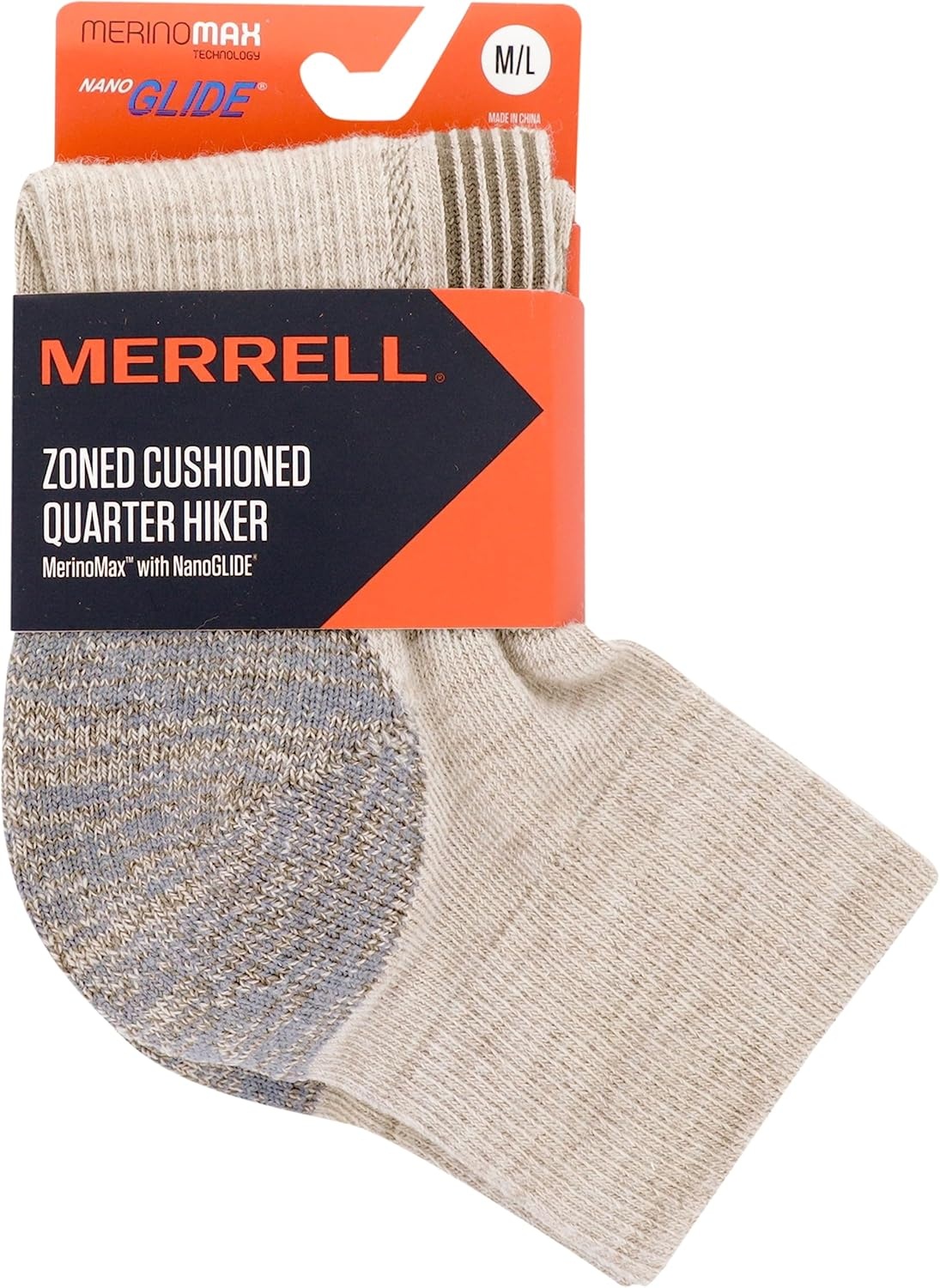 image:imageMerrell Unisex Mens and Womens Zoned Cushioned Wool Hiking Ankle Socks Breathable Arch SupportOatmeal Heather