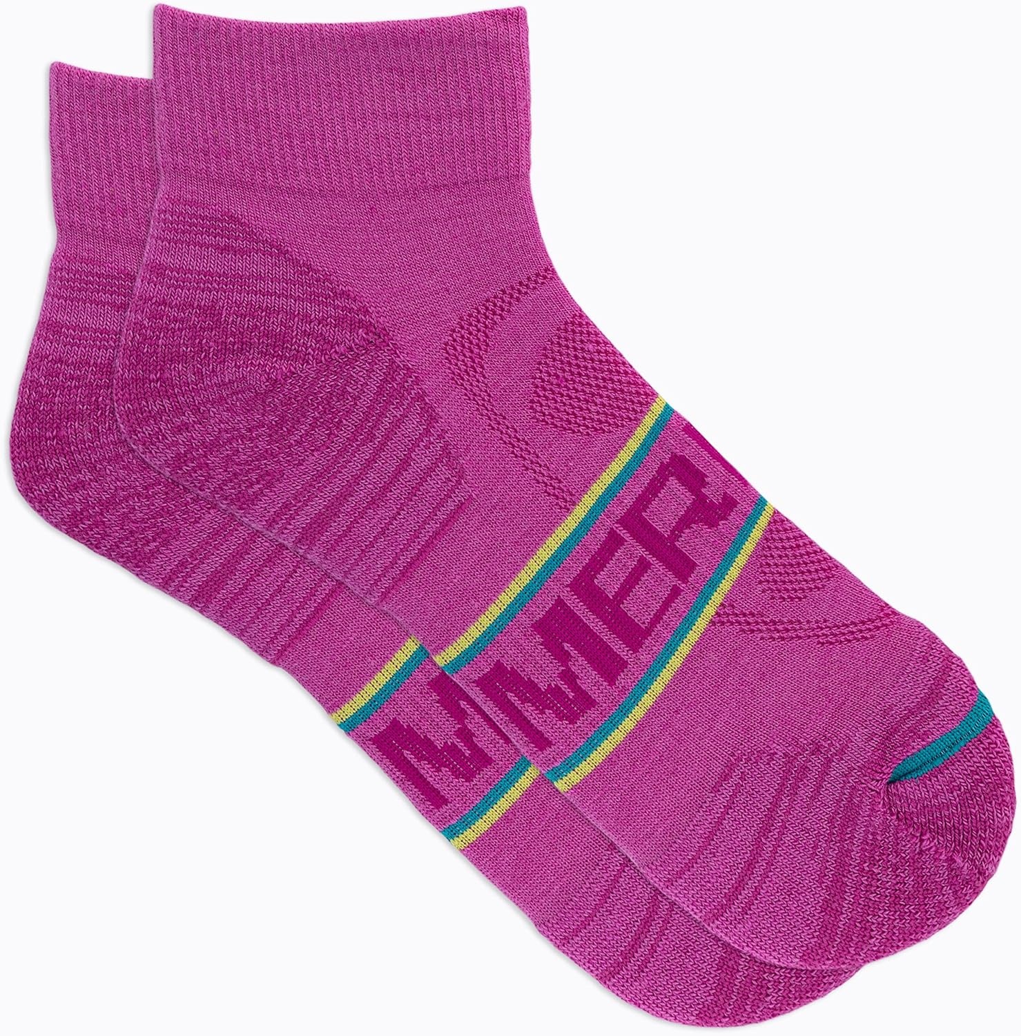image:imageMerrell Unisex Mens and Womens Zoned Cushioned Wool Hiking Ankle Socks Breathable Arch SupportPink