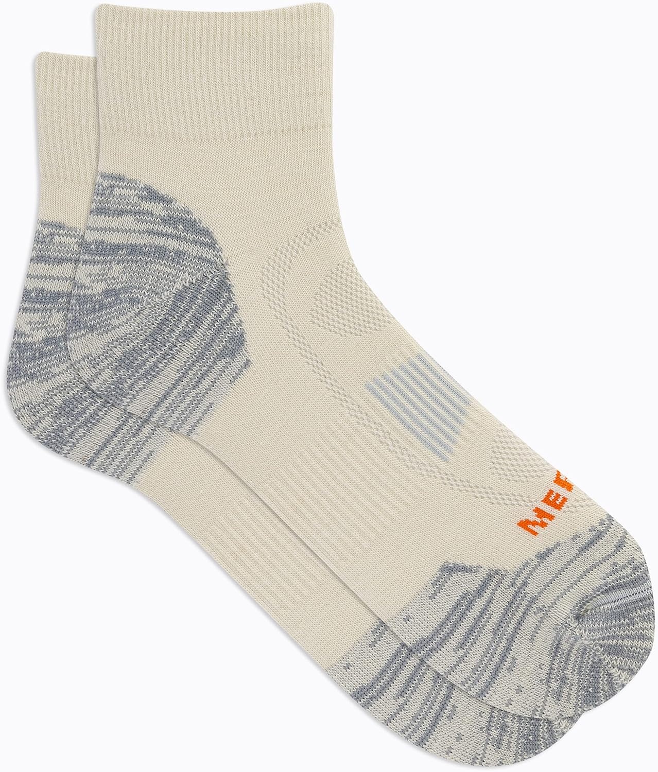 image:imageMerrell Unisex Mens and Womens Zoned Cushioned Wool Hiking Ankle Socks Breathable Arch SupportWhisper White