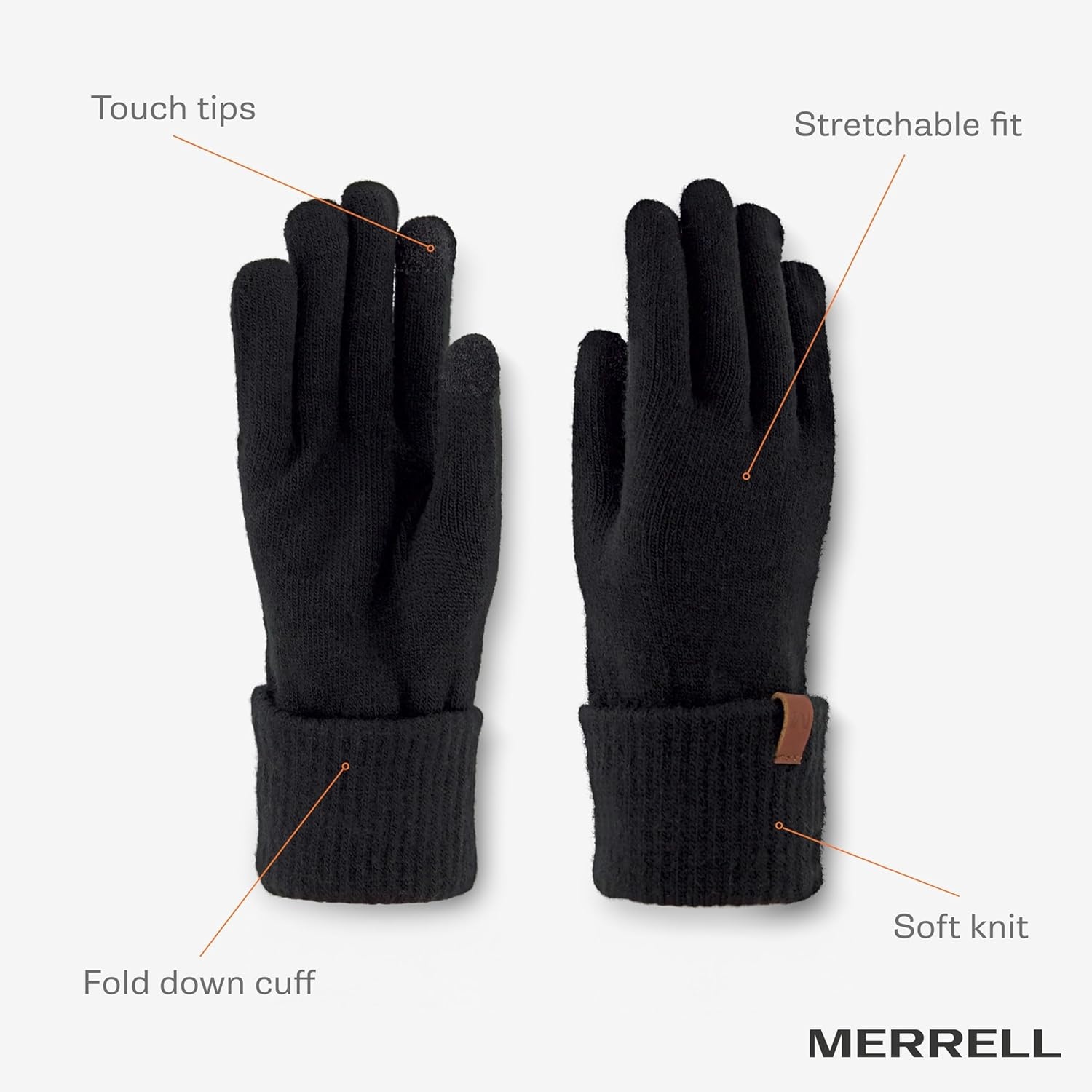 image:imageMerrell Womens Powell Magic Gloves TouchSensitive amp StretchKnit for Winter Cuffs amp LogoBlack