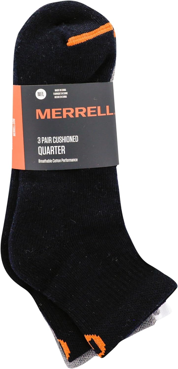 image:imageMerrell unisexadult Mens and Womens Cushioned Cotton Ankle Socks 3 amp 6 Pairs Breathable Mesh Comfort ZonesBlack