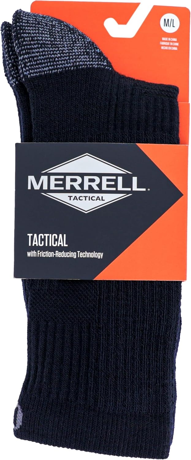 image:imageMerrell unisexadult Mens and Womens Merino Wool Tactical Crew Socks Arch Support Band and Moisture ManagementBlack