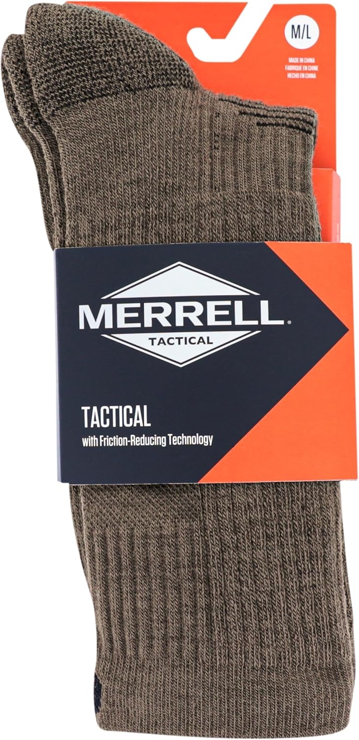 image:imageMerrell unisexadult Mens and Womens Merino Wool Tactical Crew Socks Arch Support Band and Moisture ManagementBrown