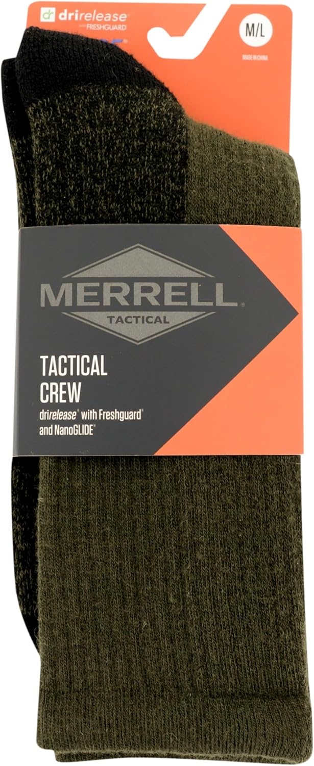 image:imageMerrell unisexadult Mens and Womens Merino Wool Tactical Crew Socks Arch Support Band and Moisture ManagementOlive