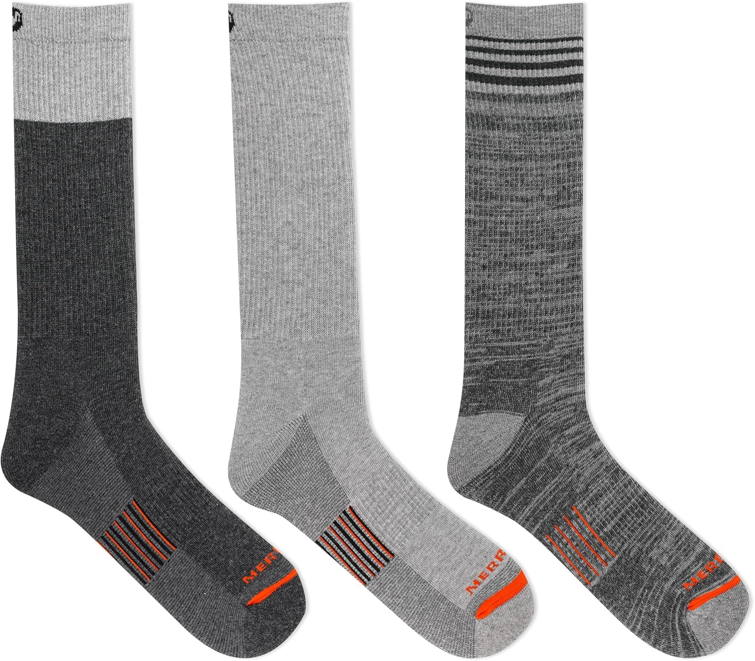 image:imageMerrell unisexadult Mens and Womens Merino Wool Work Crew Socks 3 Pairs Arch SupportLight Gray
