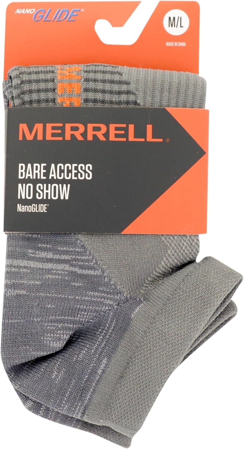image:imageMerrell unisexadult Mens and Womens Trail Running Lightweight Socks Antislip Heel and Breathable MeshNo Show Gray