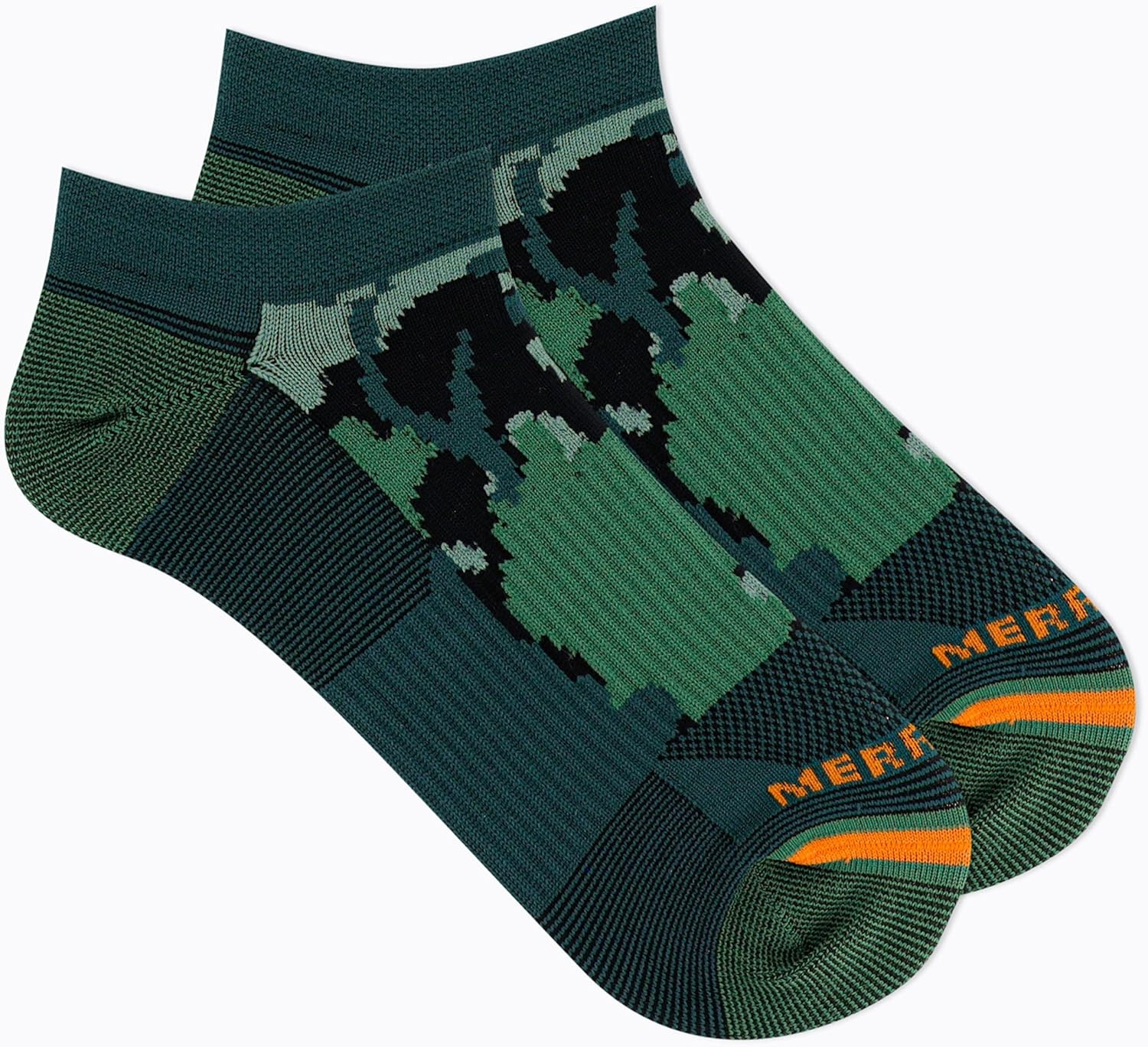 image:imageMerrell unisexadult Mens and Womens Trail Running Lightweight Socks Antislip Heel and Breathable MeshNo Show Green Camo