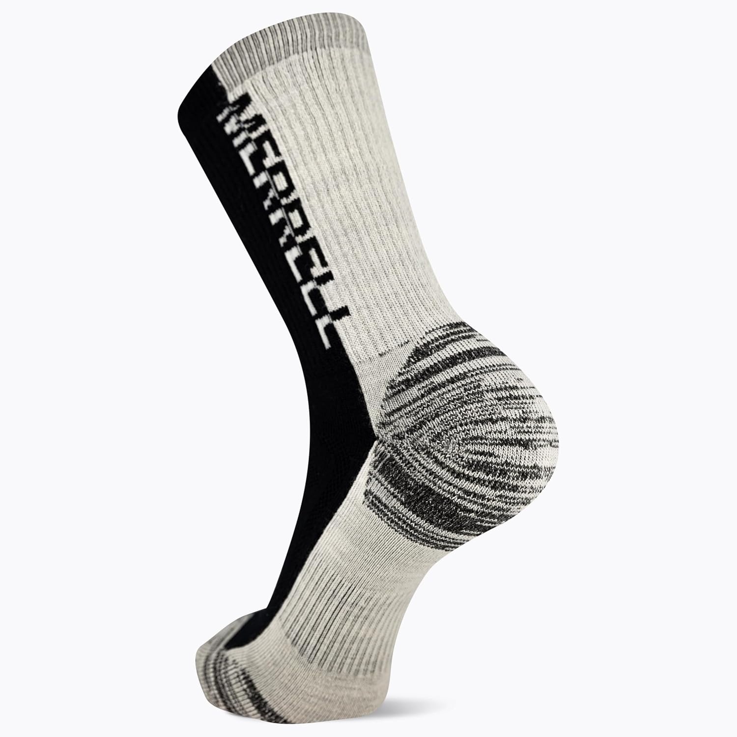 image:imageMerrell unisexadult Mens and Womens Zoned Cushioned Wool Hiking Crew Socks Breathable Arch SupportBlackWhite Logo