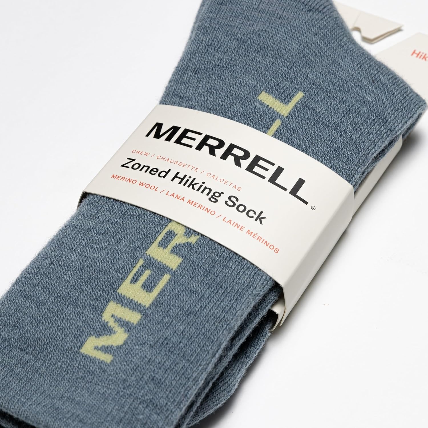 image:imageMerrell unisexadult Mens and Womens Zoned Cushioned Wool Hiking Crew Socks Breathable Arch SupportBlue Logo