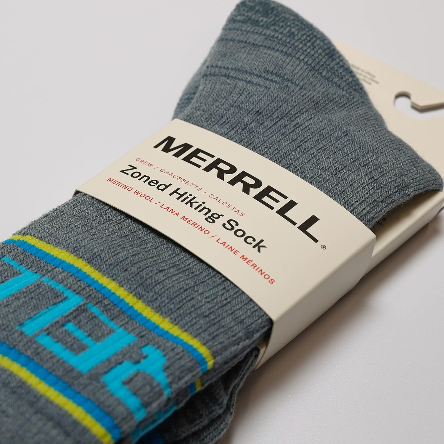 image:imageMerrell unisexadult Mens and Womens Zoned Cushioned Wool Hiking Crew Socks Breathable Arch SupportGrayBlue