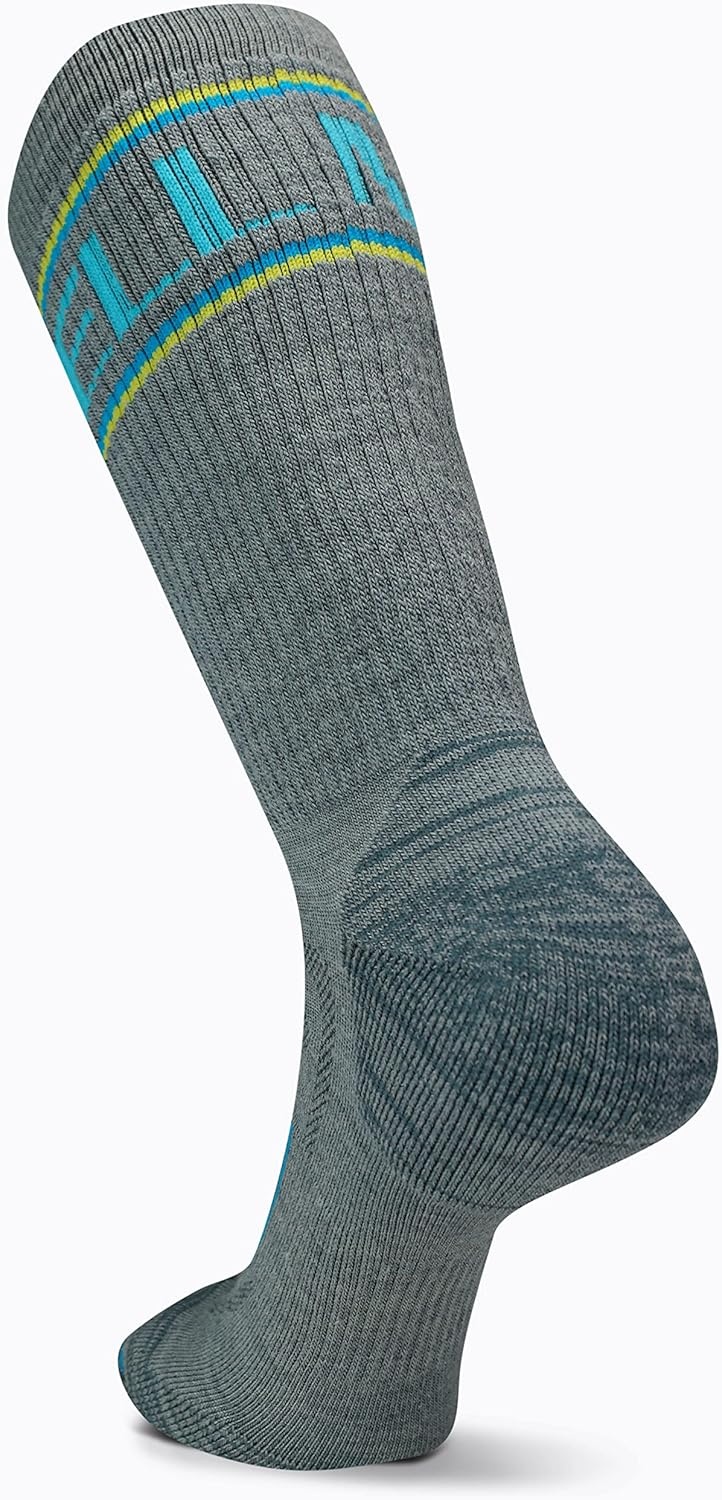 image:imageMerrell unisexadult Mens and Womens Zoned Cushioned Wool Hiking Crew Socks Breathable Arch SupportGrayBlue