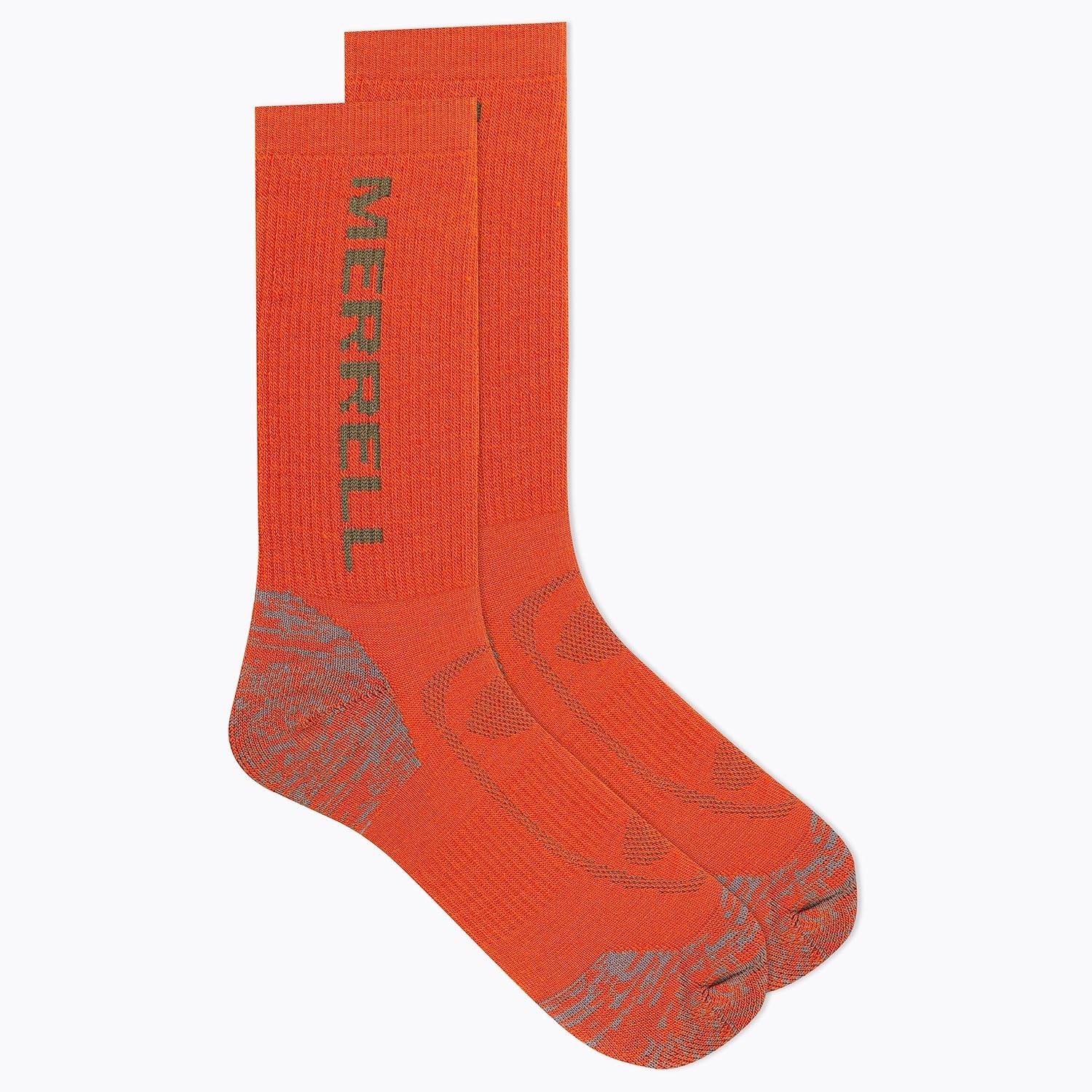image:imageMerrell unisexadult Mens and Womens Zoned Cushioned Wool Hiking Crew Socks Breathable Arch SupportOrange