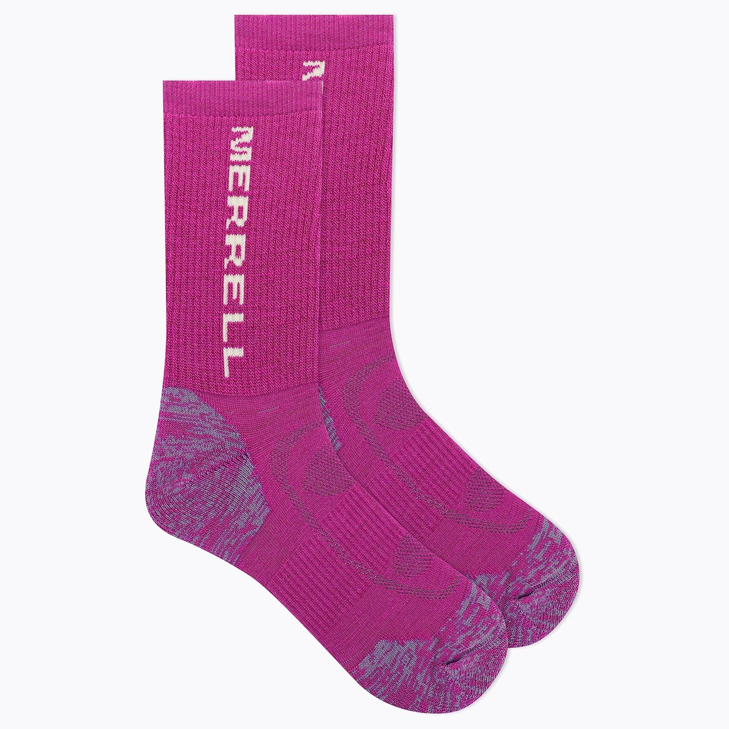 image:imageMerrell unisexadult Mens and Womens Zoned Cushioned Wool Hiking Crew Socks Breathable Arch SupportPink