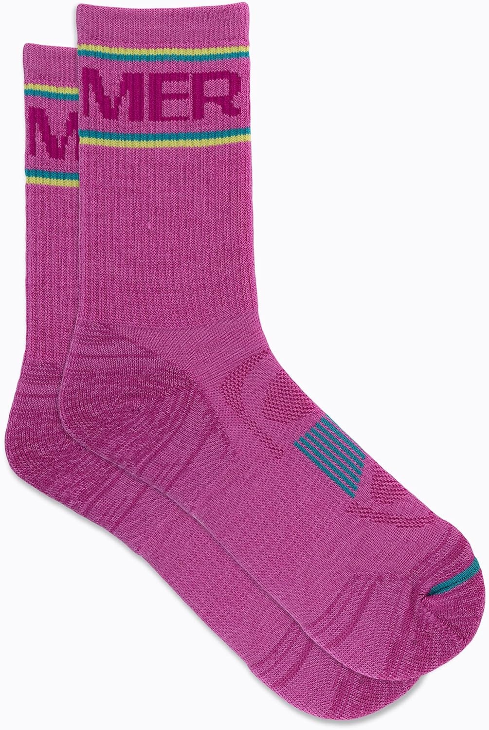 image:imageMerrell unisexadult Mens and Womens Zoned Cushioned Wool Hiking Crew Socks Breathable Arch SupportPink Stripe