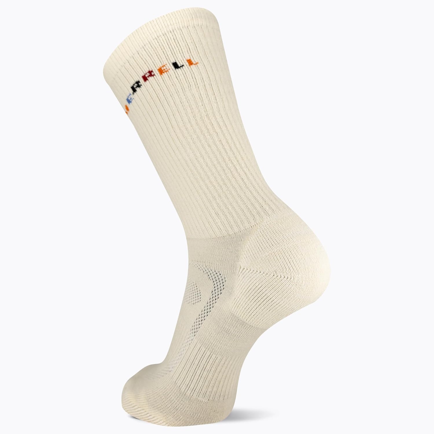 image:imageMerrell unisexadult Mens and Womens Zoned Cushioned Wool Hiking Crew Socks Breathable Arch SupportWhite