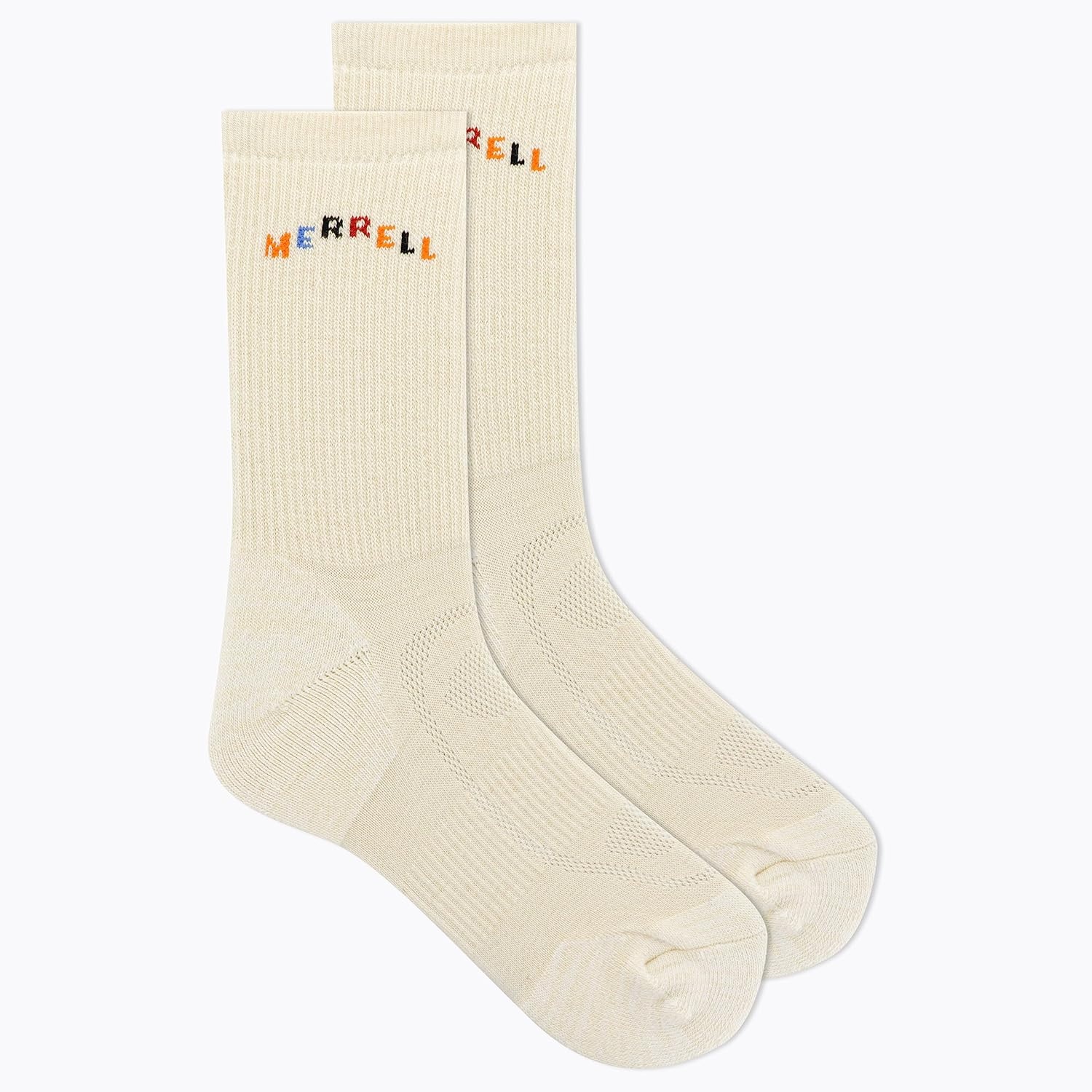 image:imageMerrell unisexadult Mens and Womens Zoned Cushioned Wool Hiking Crew Socks Breathable Arch SupportWhite