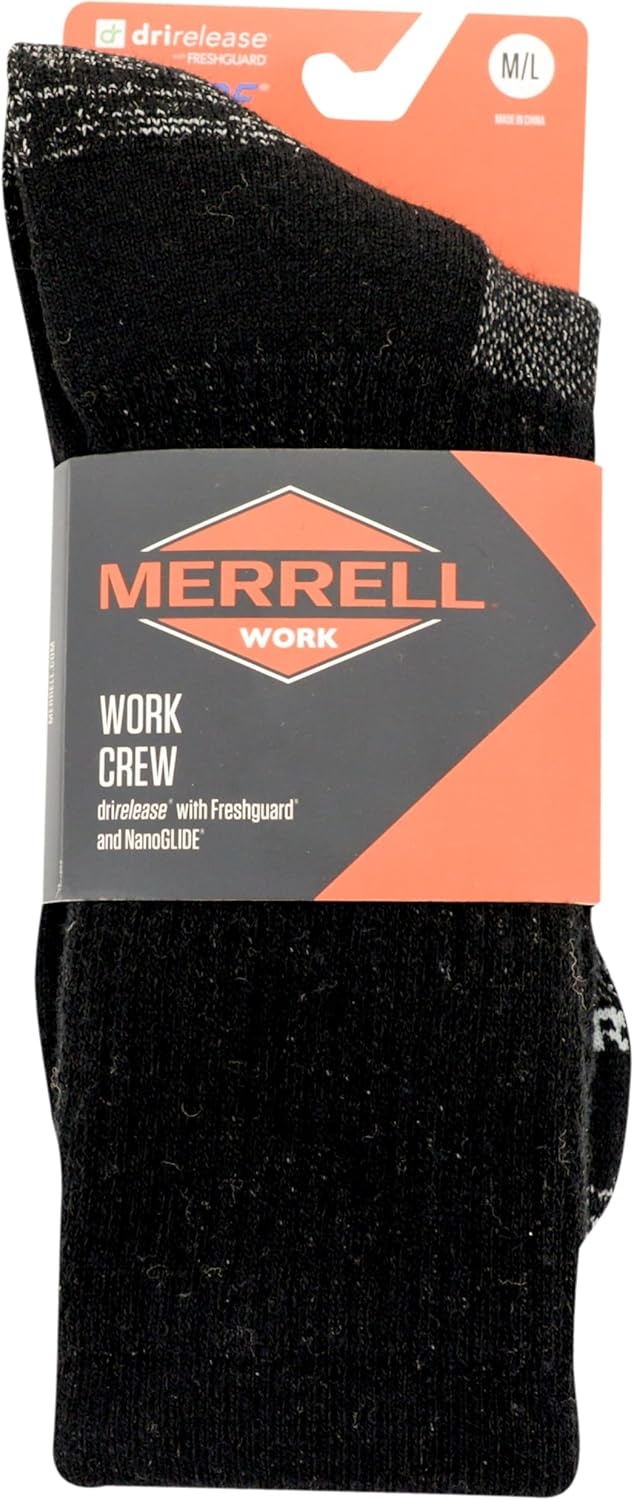 image:imageMerrell unisexadult Premium Wool Work Crew Socks Arch Support and Breathable MeshGray