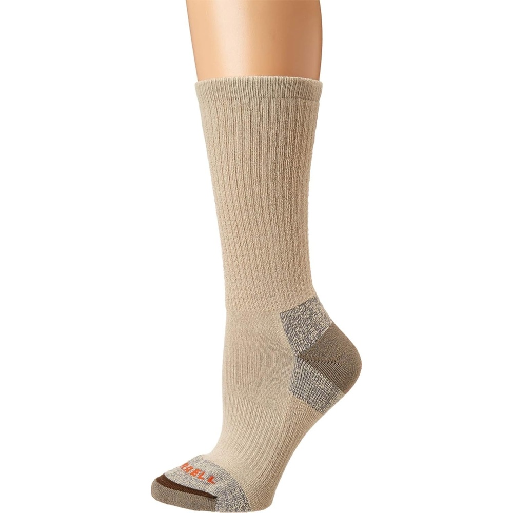 image:imageMerrell Mens and Womens MOAB Hiking Midweight Cushion Socks  Unisex Coolmax Moisture Management and Arch SupportCrew  Tan
