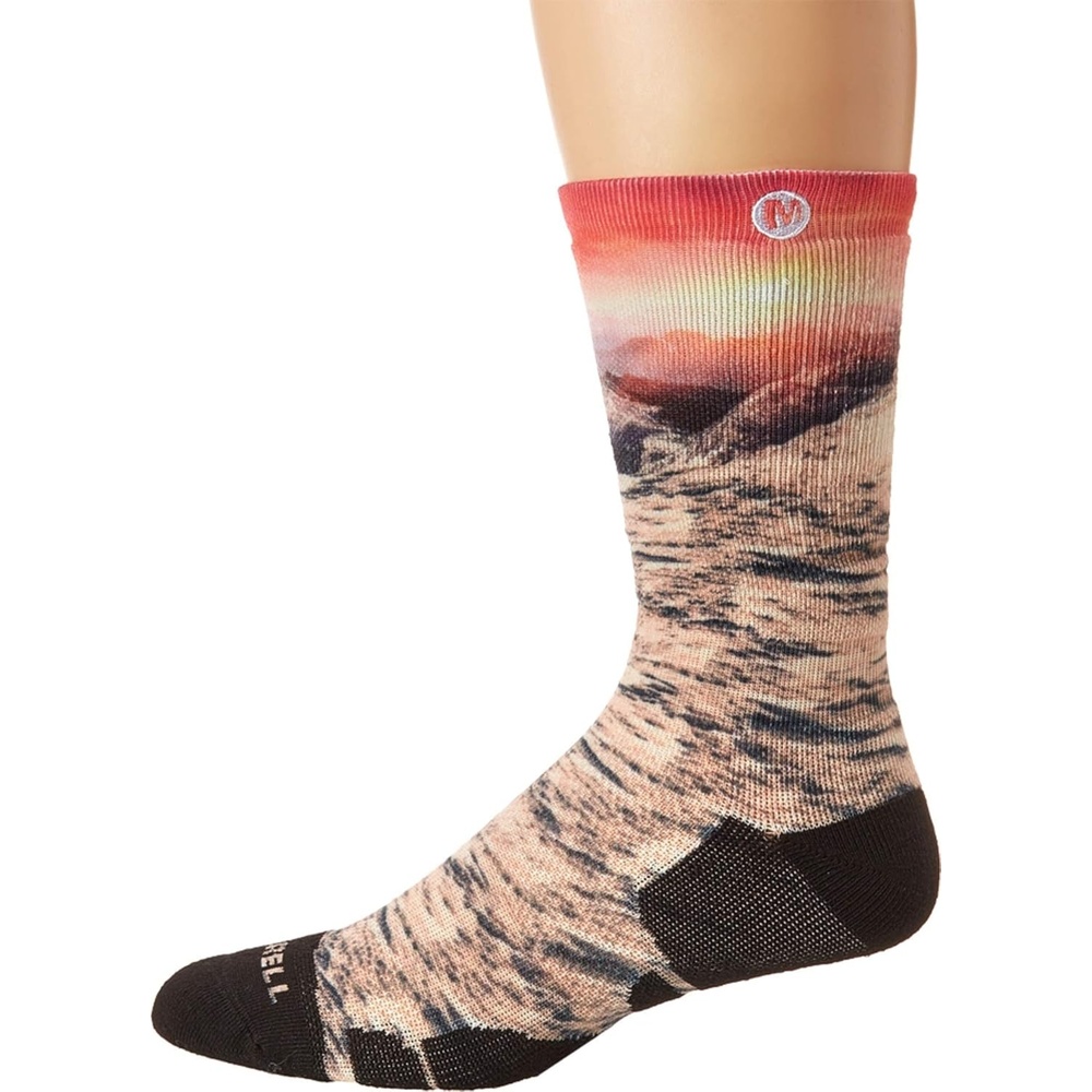 image:imageMerrell Mens and Womens Printed Graphic Performance Crew Socks Unisex Breathable Mesh Zones and CoolMax TechnologyHot Coral