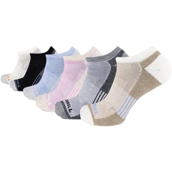 image:imageMerrell Mens and Womens Wool Everyday Hiking Socks 3 Pair Pack Cushion Arch Support amp Moisture WickingGray Pink Assorted