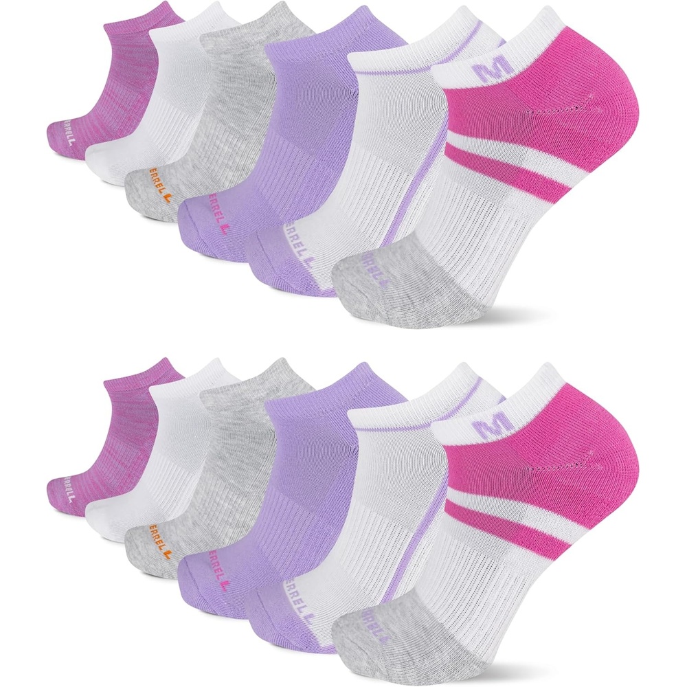 image:imageMerrell Mens and Womens Wool Everyday Hiking Socks  3 Pair Pack  Cushion Arch Support amp Moisture WickingPink Assorted 12 Pairs