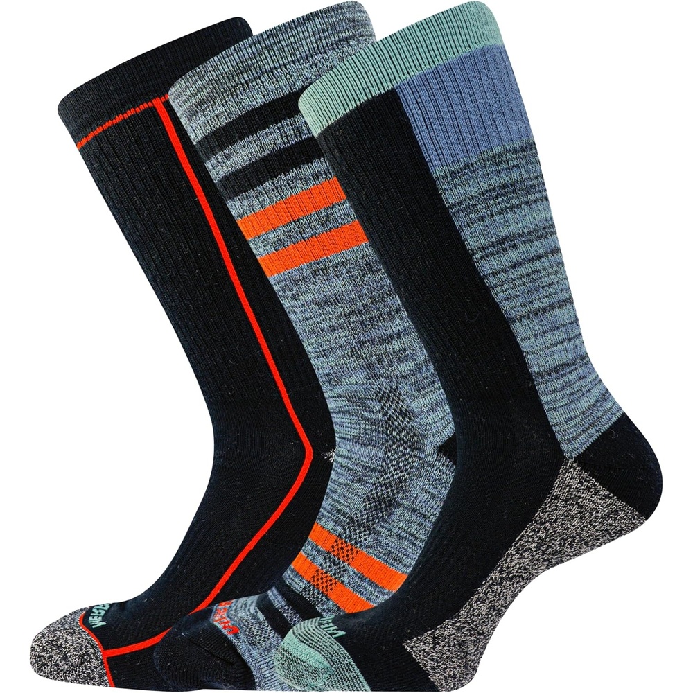 image:imageMerrell Repreve Cushioned Hiker Crew Socks 3 PairBlack Orange Assorted