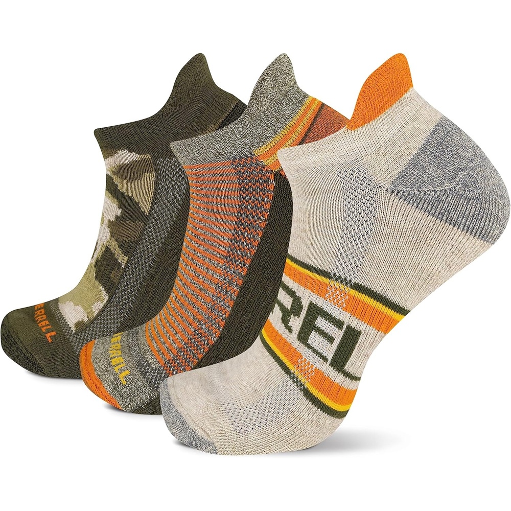 image:imageMerrell Unisex Adult Cushioned Low Cut Tab Socks 3PairOrange Assorted