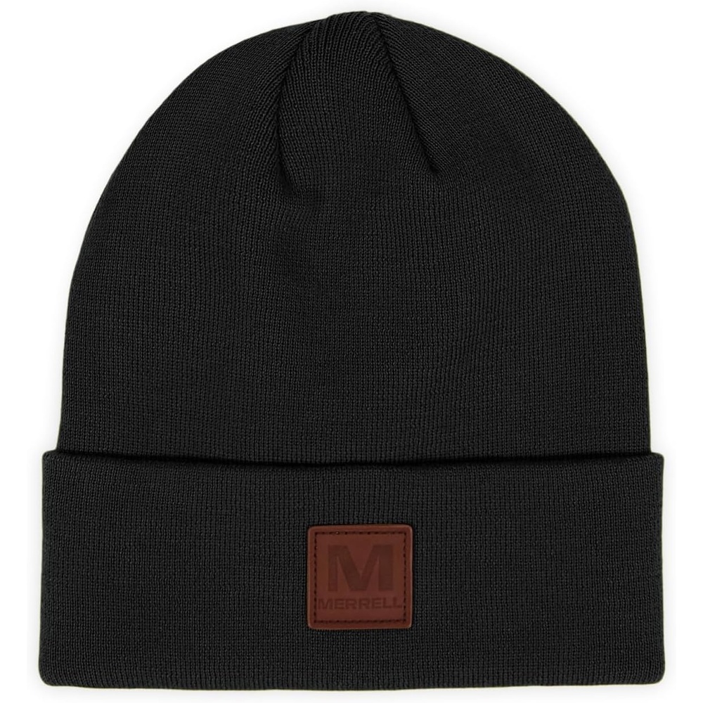 image:imageMerrell Unisex Adult Gannet Hat with Leather Patch Rib Knit Beanie with Cuff for Warmth amp AdventureBlack