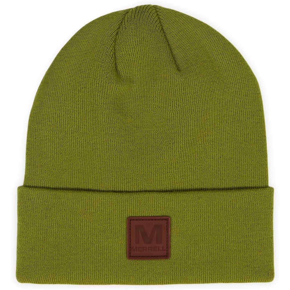 image:imageMerrell Unisex Adult Gannet Hat with Leather Patch Rib Knit Beanie with Cuff for Warmth amp AdventureLight Grey Heather