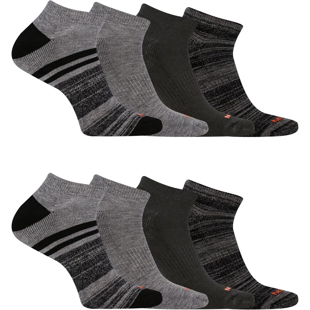 image:imageMerrell Unisex Adult Mens and Womens Cushioned Midweight Low Cut Socks 4 amp 12 Pairs Moisture WickingBlack Assorted 8 Pairs