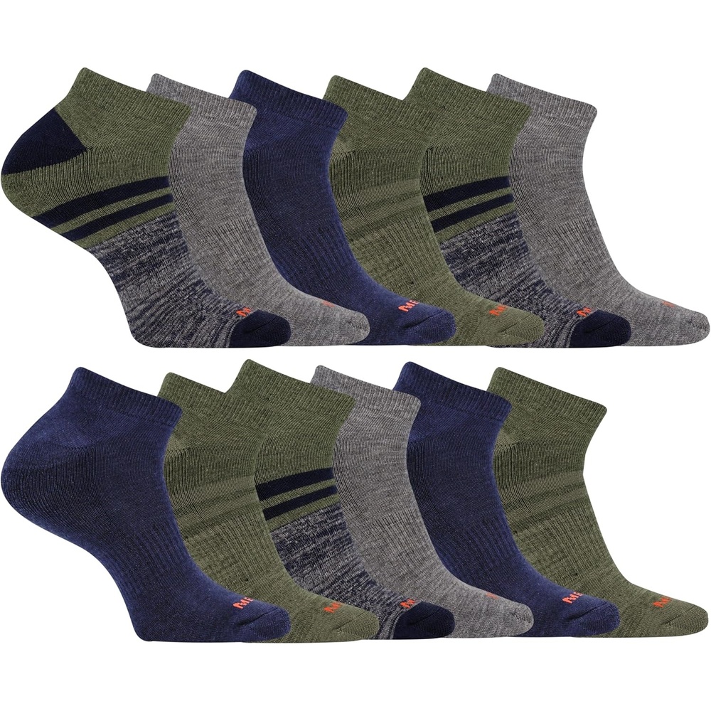 image:imageMerrell Unisex Adult Mens and Womens Cushioned Midweight Low Cut Socks 4 amp 12 Pairs Moisture WickingOlive 12 Pairs