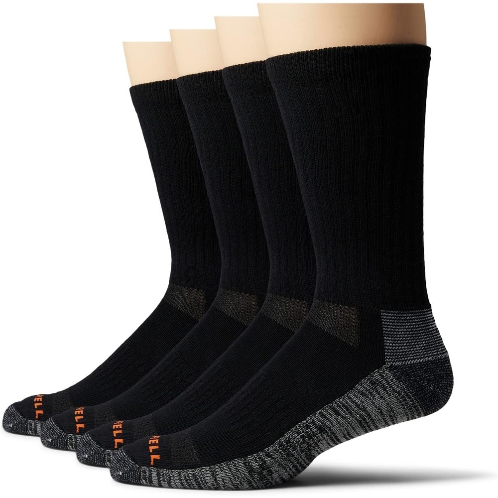 image:imageMerrell Unisex Adult Mens and Womens Durable Everyday Work Crew Socks 3 amp 6 Pairs Antiodor CottonBlack 6 Pairs