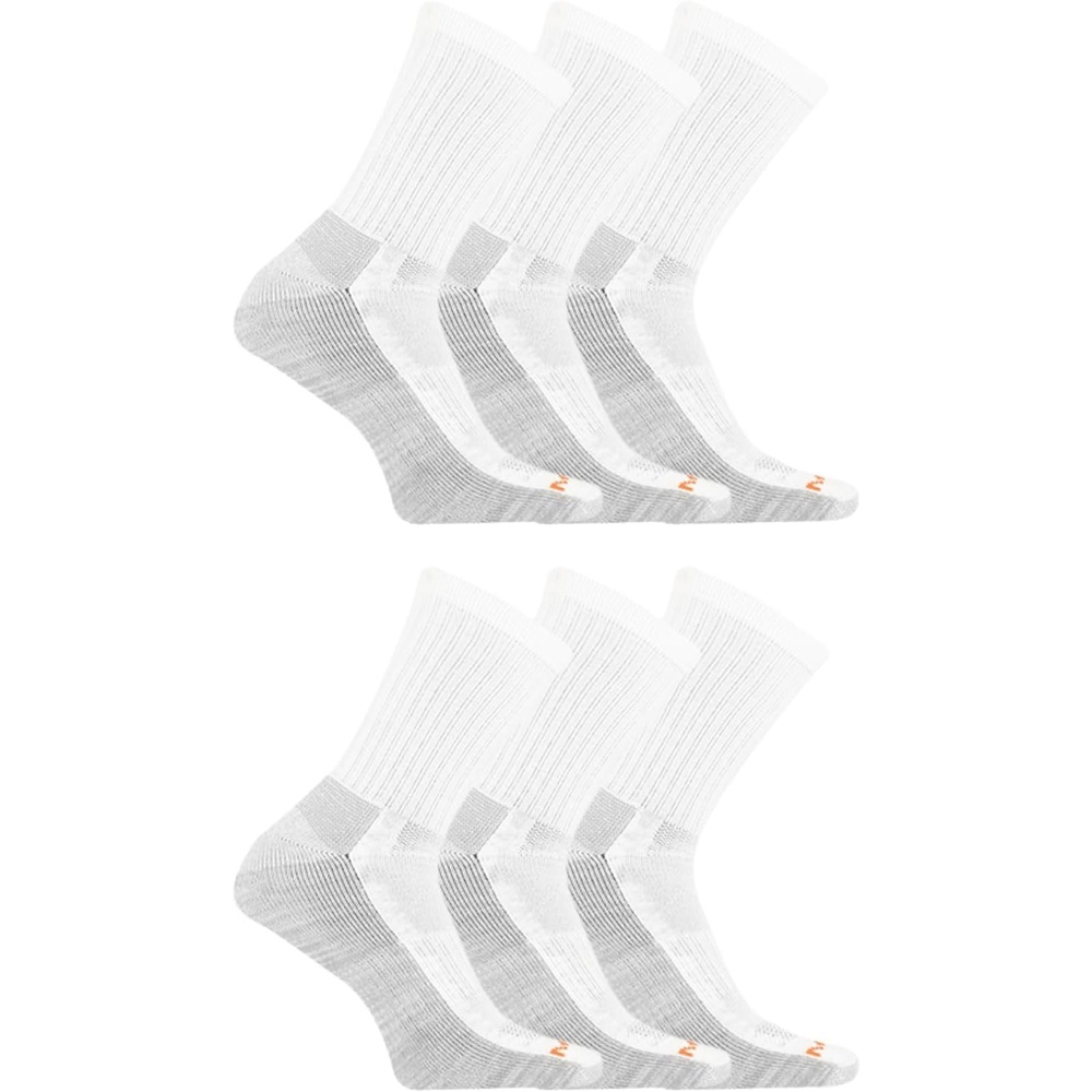 image:imageMerrell Unisex Adult Mens and Womens Durable Everyday Work Crew Socks 3 amp 6 Pairs Antiodor CottonWhite 6 Pairs