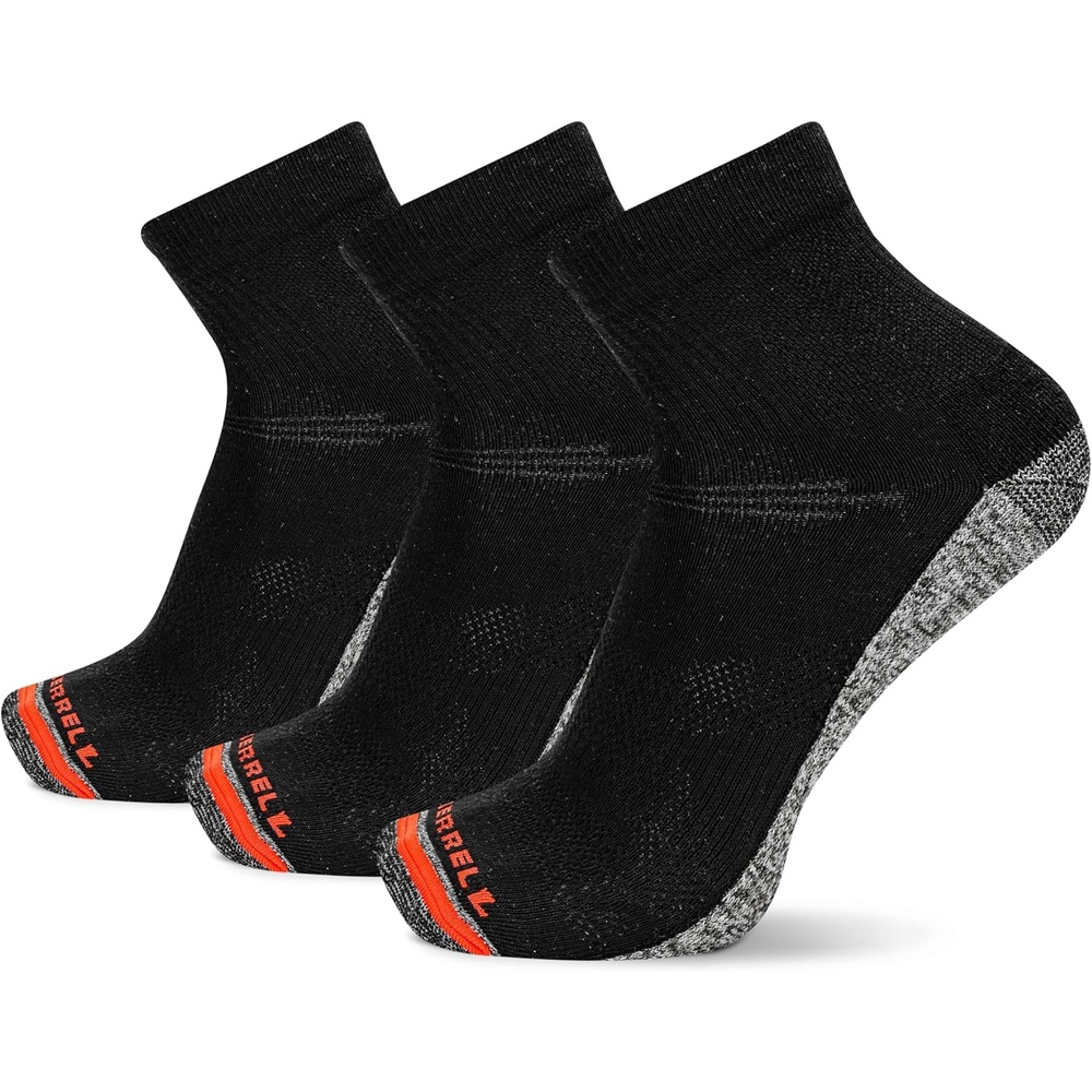 image:imageMerrell Unisex Adult Mens and Womens Lightweight Work Ankle Socks 3 Pairs Repreve With Durable ReinforcementBlack