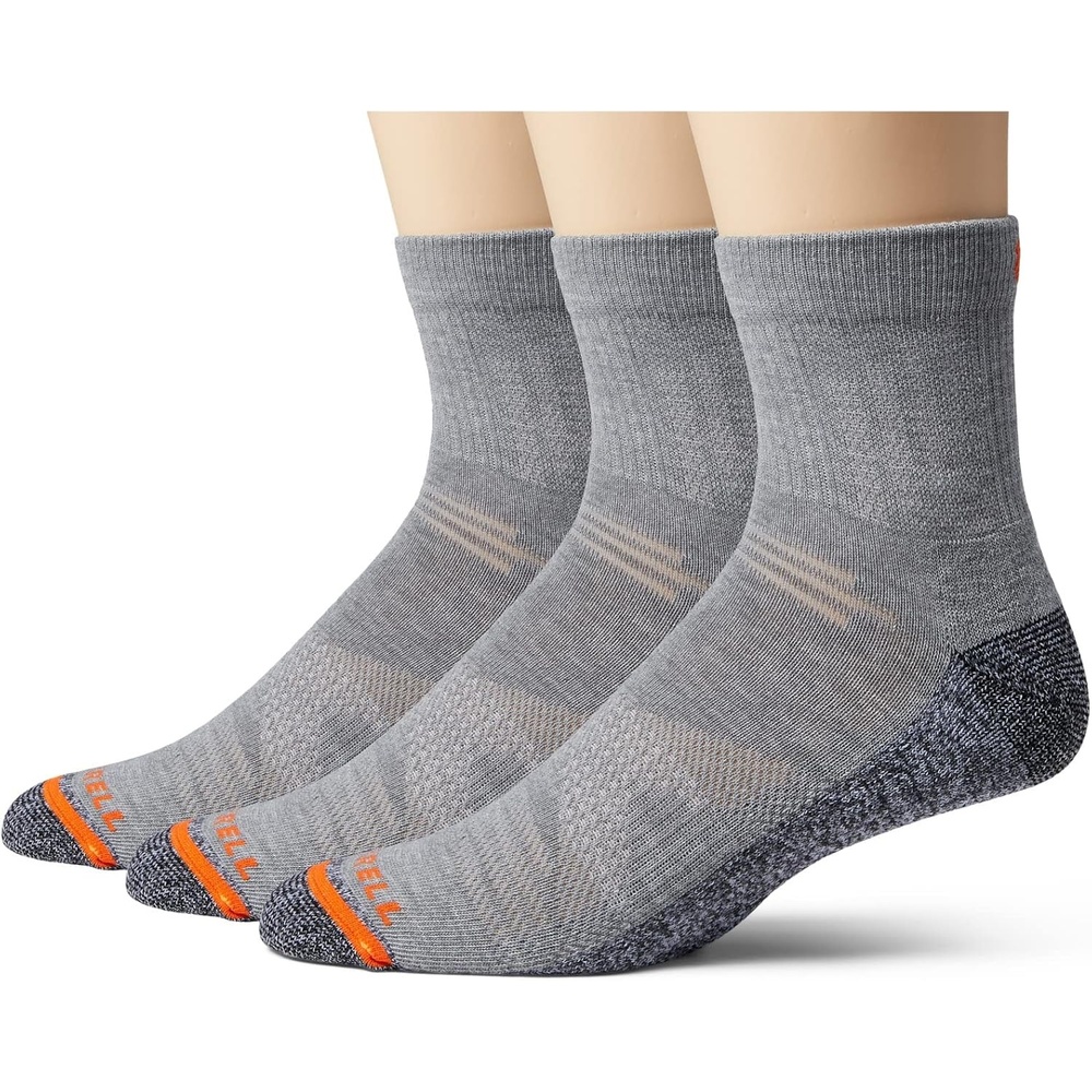 image:imageMerrell Unisex Adult Mens and Womens Lightweight Work Ankle Socks 3 Pairs Repreve With Durable ReinforcementGray