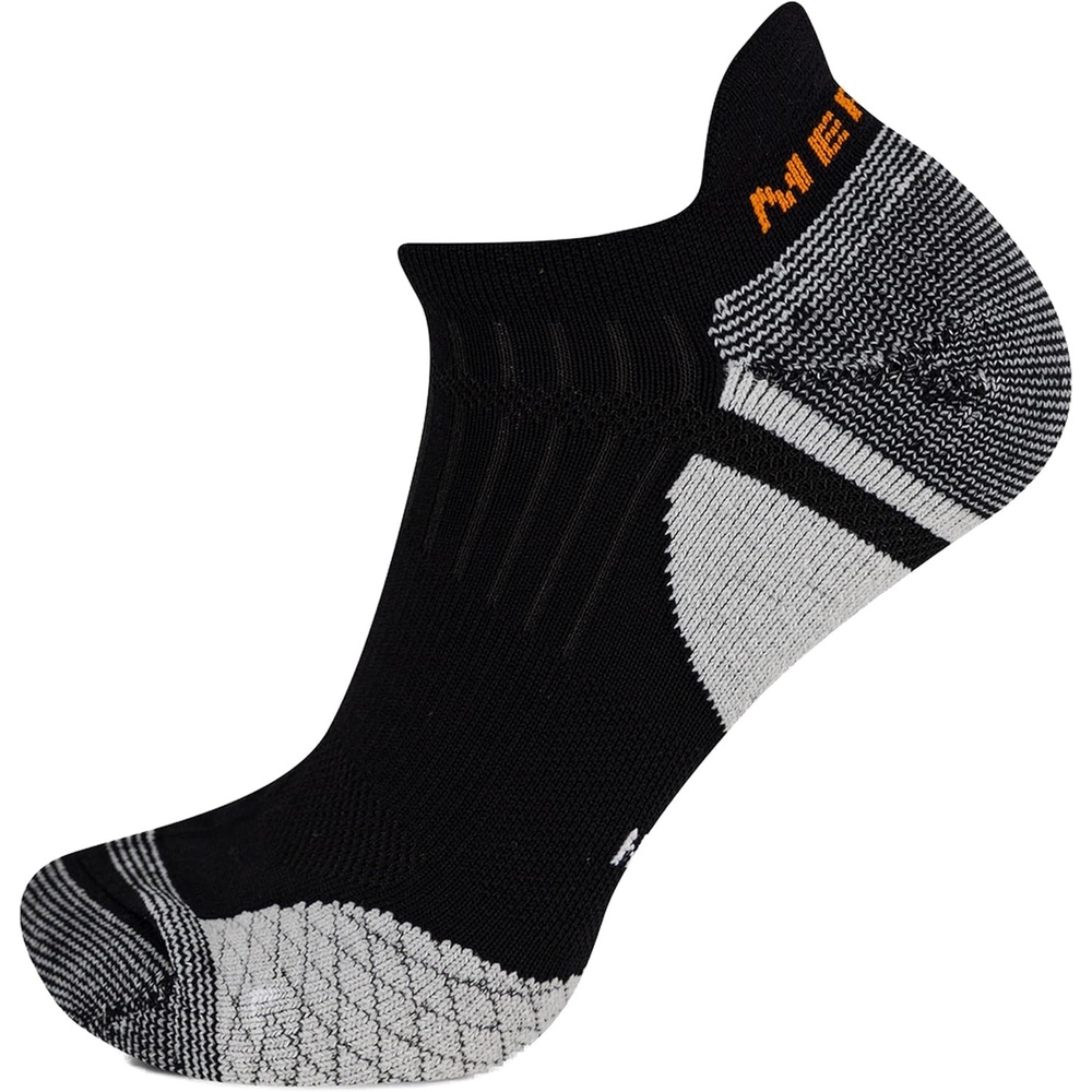image:imageMerrell Unisex Adult Mens and Womens Trail Running Cushioned Socks Antislip Heel amp Arch CompressionLow Cut Tab Black White