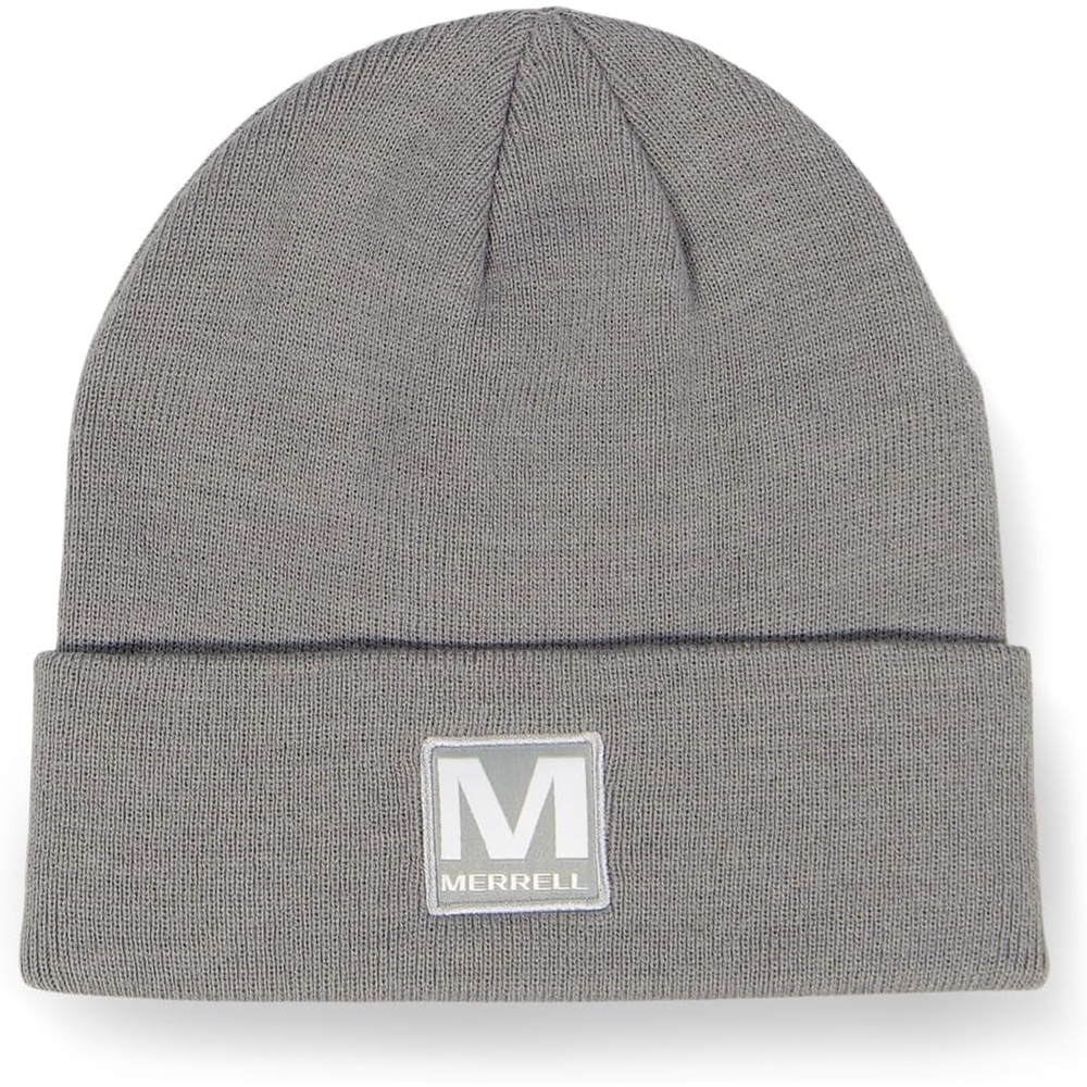 image:imageMerrell Unisex Adult Patch Beanie Classic DoubleLayer Knit Hat with Cuff for Slopes amp City WarmthLight Grey Heather