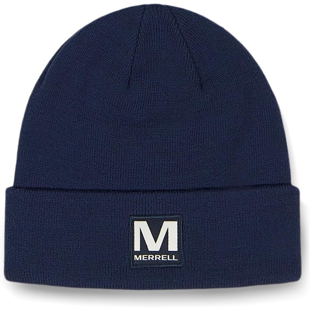 image:imageMerrell Unisex Adult Patch Beanie Classic DoubleLayer Knit Hat with Cuff for Slopes amp City WarmthNavy Night
