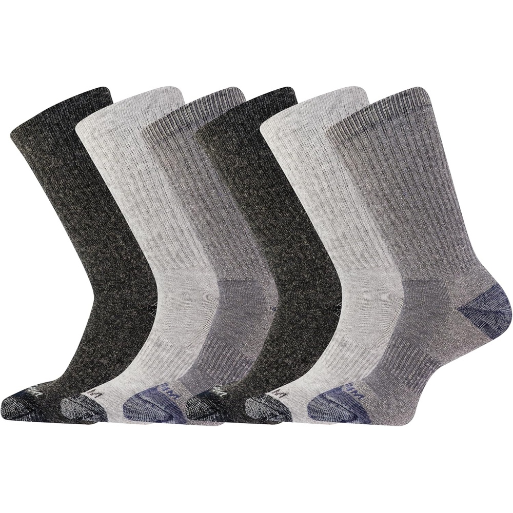 image:imageMerrell Unisex Adult Wool Hiking Crew Socks 3PackCharcoal 6 Pairs