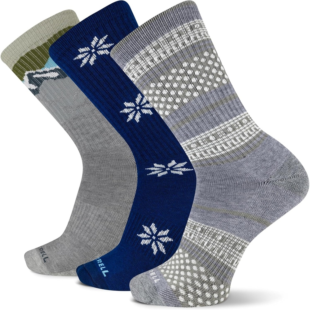 image:imageMerrell Unisex Adult Wool Hiking Crew Socks 3PackNavy Assorted