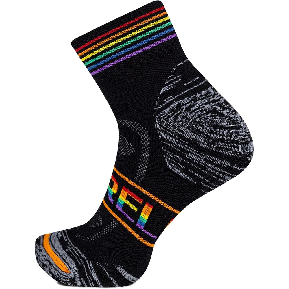 image:imageMerrell Unisex Mens and Womens Zoned Cushioned Wool Hiking Ankle Socks Breathable Arch SupportBlack Rainbow