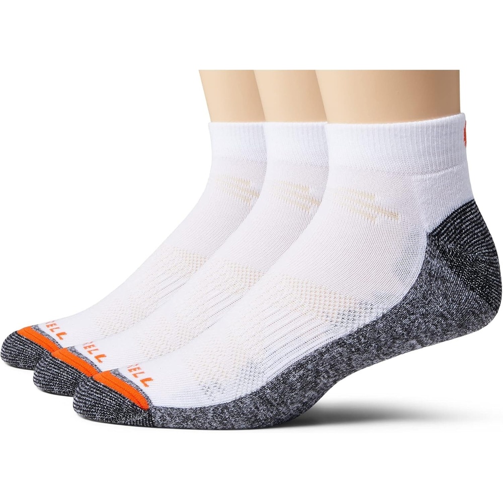image:imageMerrell unisexadult Mens and Womens Lightweight Work Low Cut Socks 3 Pairs Repreve With Durable ReinforcementWhite