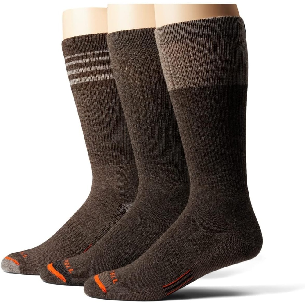 image:imageMerrell unisexadult Mens and Womens Merino Wool Work Crew Socks 3 Pairs Arch SupportBrown