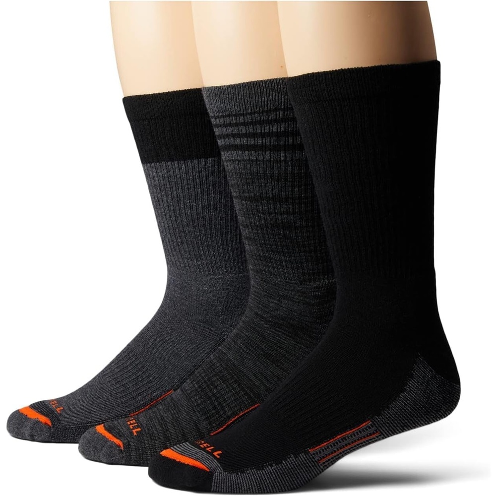 image:imageMerrell unisexadult Mens and Womens Merino Wool Work Crew Socks 3 Pairs Arch SupportCharcoal