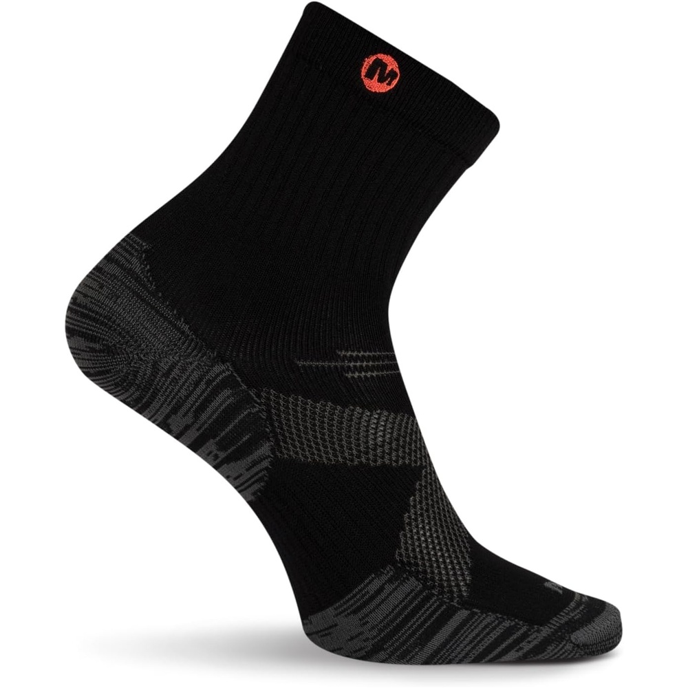 image:imageMerrell unisexadult Mens and Womens Trail Running Lightweight Socks  Antislip Heel and Breathable MeshMid Crew  Black