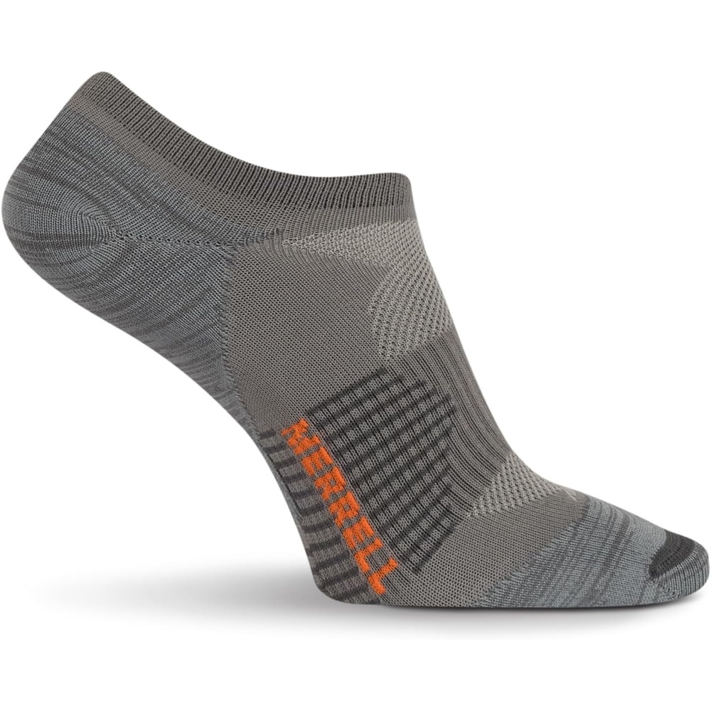image:imageMerrell unisexadult Mens and Womens Trail Running Lightweight Socks Antislip Heel and Breathable MeshNo Show Gray