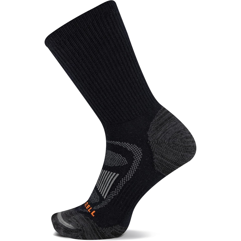 image:imageMerrell unisexadult Mens and Womens Zoned Cushioned Wool Hiking Crew Socks Breathable Arch SupportBlack